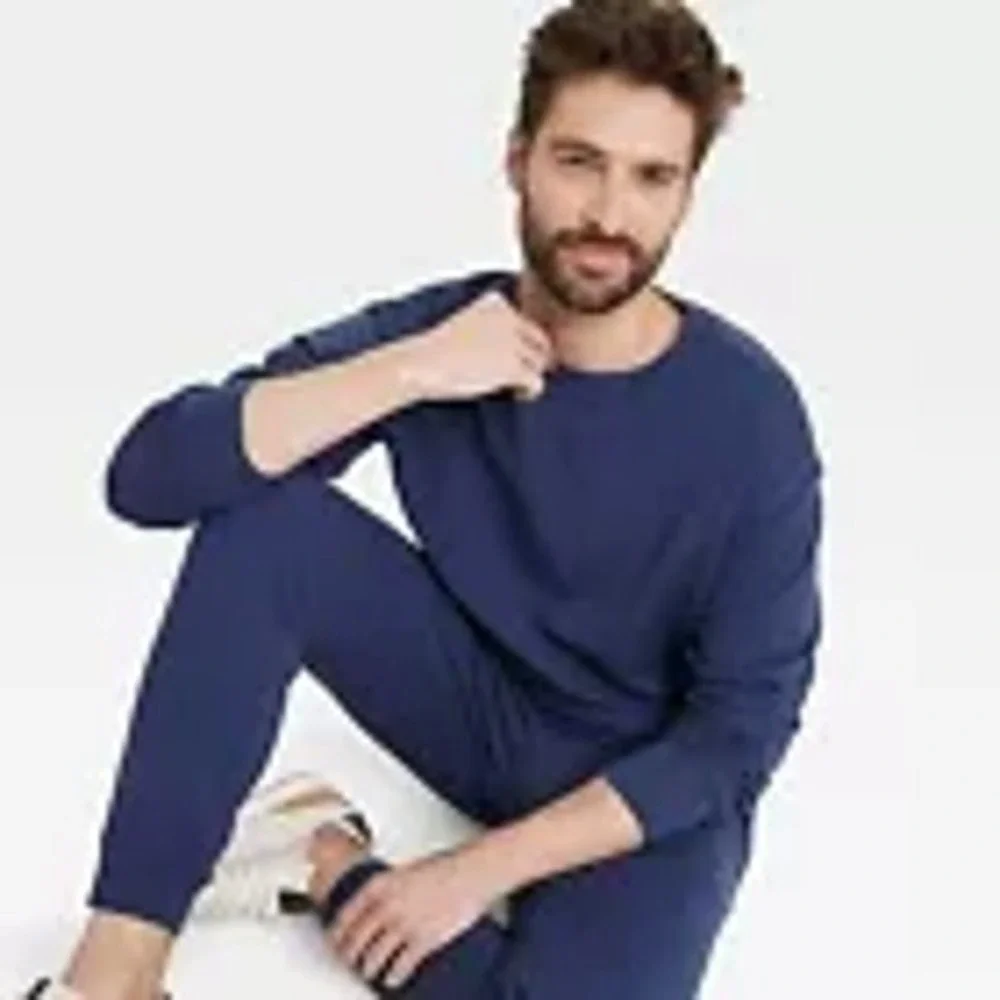 Mens All In Motion Navy Blue Waffle Crewneck Size Small